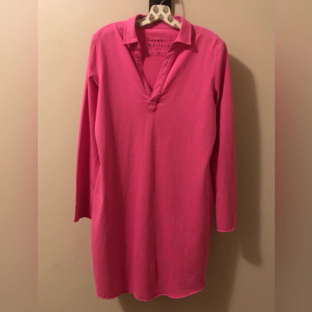 Frank & Eileen Nicole V-Neck Collared Pullover Henley Dress,Jersey Rose Size-Med - Picture 4 of 8